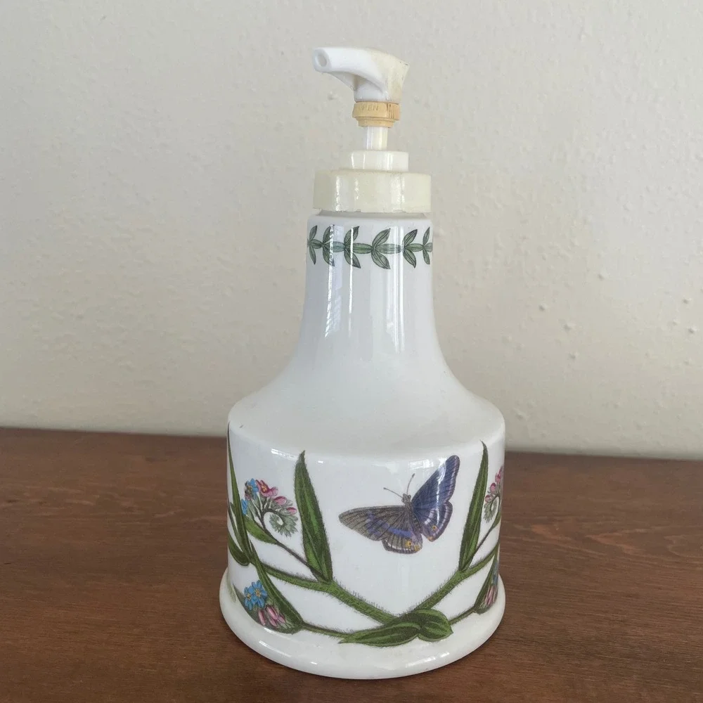 Vtg Portmeirion Botanic Garden Soap Lotion Dispenser Butterfly Made in Britain